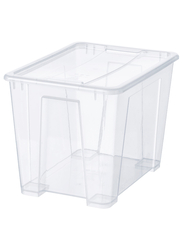 Box with lid, transparent, 39x28x28 cm/22 l