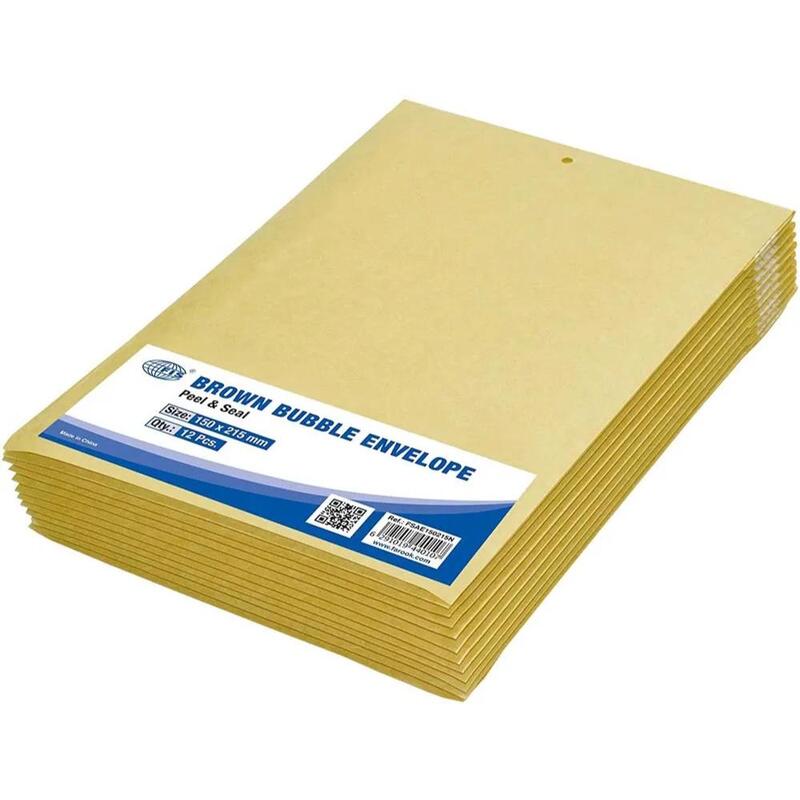 FIS Brown Bubble Envelopes, Peel and Seal, Pack 12 Pieces, 150X215 mm Size - FSAE150215N