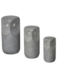 Decoration set of 3, owl/grey