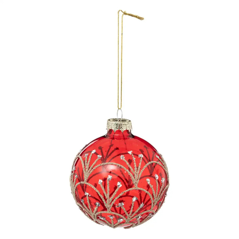 

Generic Christmas Atmosphera Christmas Glass Art Deco Bauble (8 cm, Rouge)