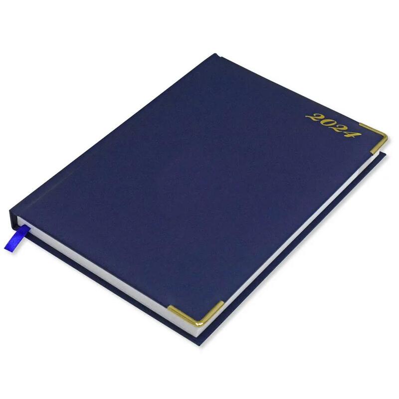 FIS Agenda Diary 2024 (English) 1-Side Padded, Gold Corners, Blue - FSDI75EVG24BL