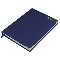 FIS Agenda Diary 2024 (English) 1-Side Padded, Gold Corners, Blue - FSDI75EVG24BL