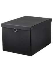 Storage box with lid, black, 35x50x30 cm