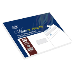 FIS White Envelopes Peel & Seal, Right Window, Security Cut, Inner Print, Pack of 50 Pcs. C5 (162 X 229 mm), 100 GSM - FSWE1026PRSI50