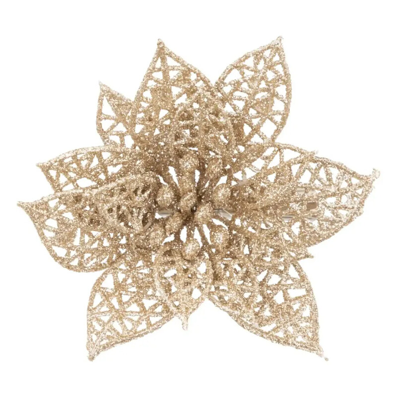 

Generic Christmas Atmosphera Clip-On Poinsettia Tree Ornament (10 x 5 x 10 cm, Gold)