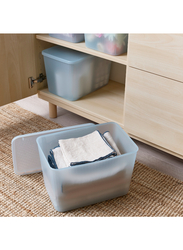 Storage box with lid, transparent grey-blue, 24x36x23 cm/14.5 l