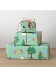 Gift wrap roll, green/forest animal pattern, 3.0x0.7 m