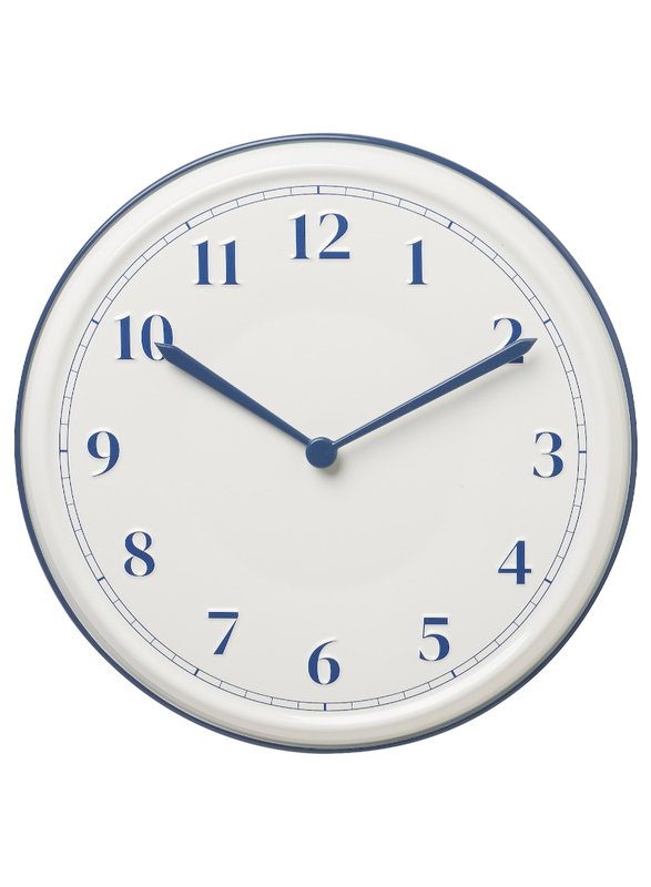 Wall clock, white/blue, 30 cm