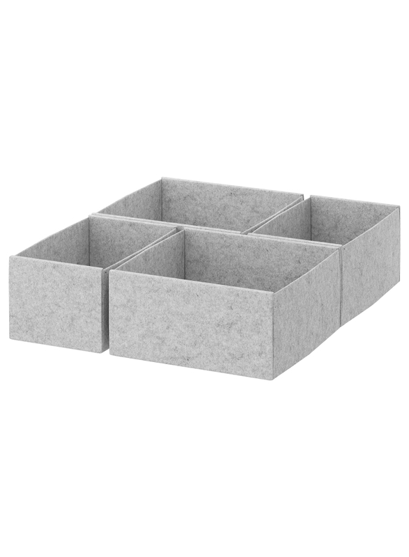 Box, set of 4, light grey, 40x54 cm