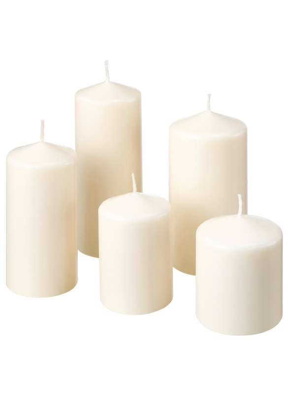 Unscented block candle, set of 5, natural