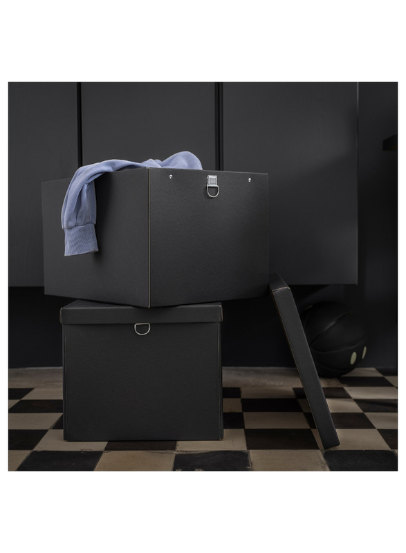 Storage box with lid, black, 35x50x30 cm