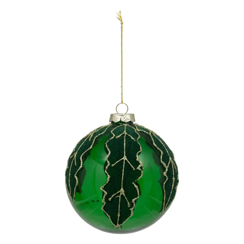 

Generic Christmas Atmosphera Glass Leaves Bauble (10 cm, Green)