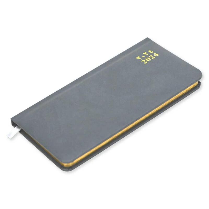 FIS 2024 Slim Diary Bonded Leather Arabic English 1 Side Padded Grey -FSDI52AEGB24GY