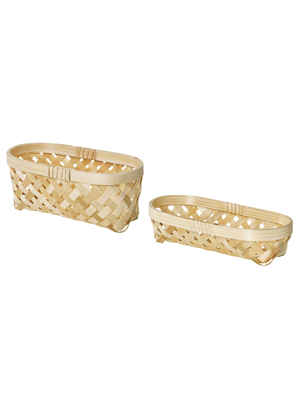 Basket, set of 2, handmade bamboo