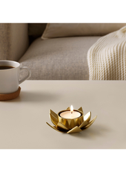 Tealight holder, gold-colour/Lotus, 3 cm