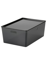 Box with lid, transparent black, 37x54x21 cm