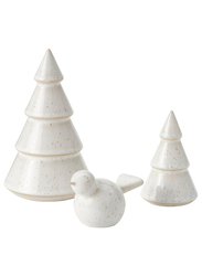 Decoration set of 3, Christmas tree/bird white