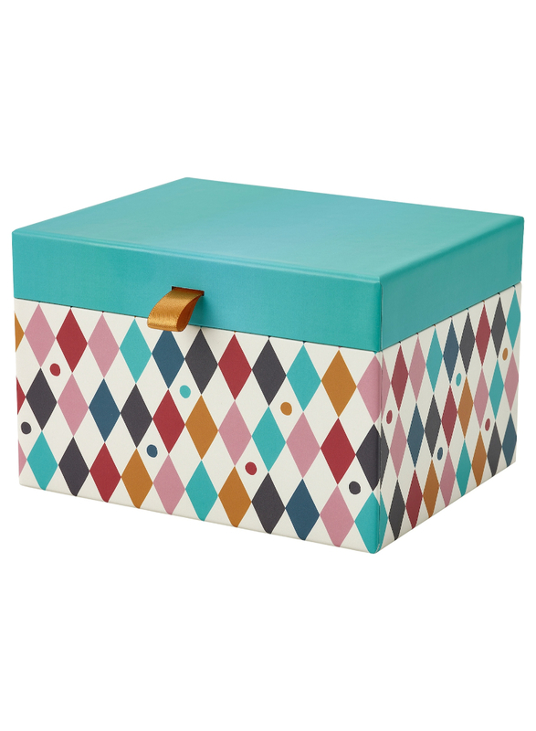 Jewellery box with compartments, harlequin pattern/multicolour