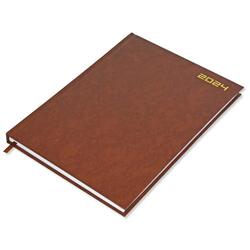 FIS A4 Diary 2024 English (Saturday & Sunday Combined) Brown - FSDI47E24BR