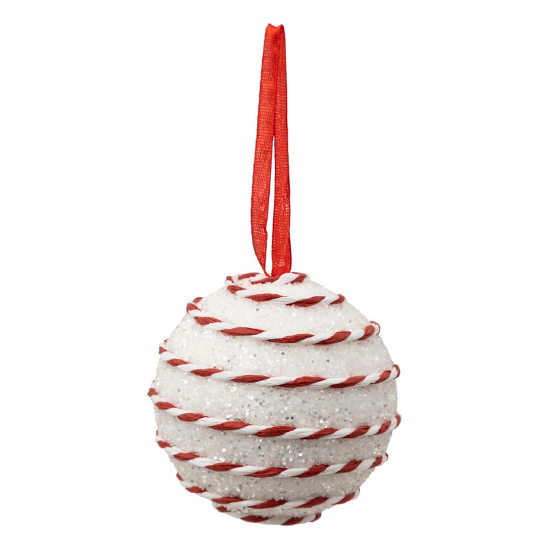 

Generic Christmas Atmosphera Glitter W/Striped Rope Bauble (8 cm)