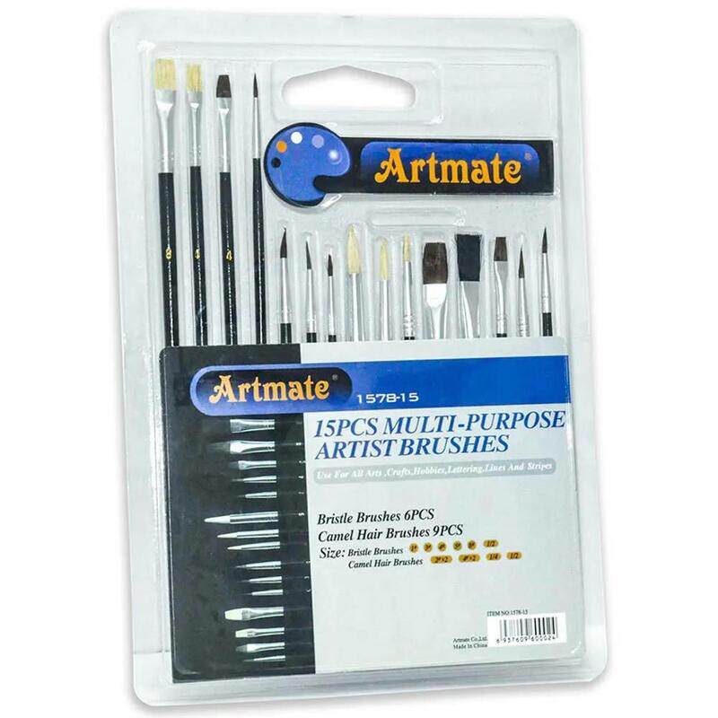 

Generic Artmate Artist Brushes (6 Flat & 9 Round Brushes) Assorted Colors - Set Of 15 Pieces - JIAB1578-15