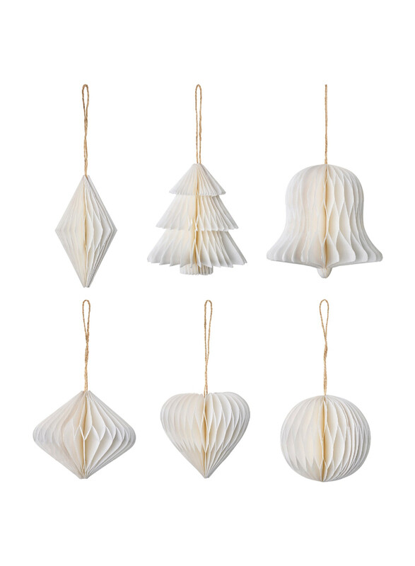 

VINTERFINT Tree ornament set of 6, mixed shapes white