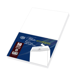 FIS White Envelopes Peel & Seal in Print, Pack of 50 Pcs. 10 x 7 Inch, 100 GSM - FSWE1033PI50