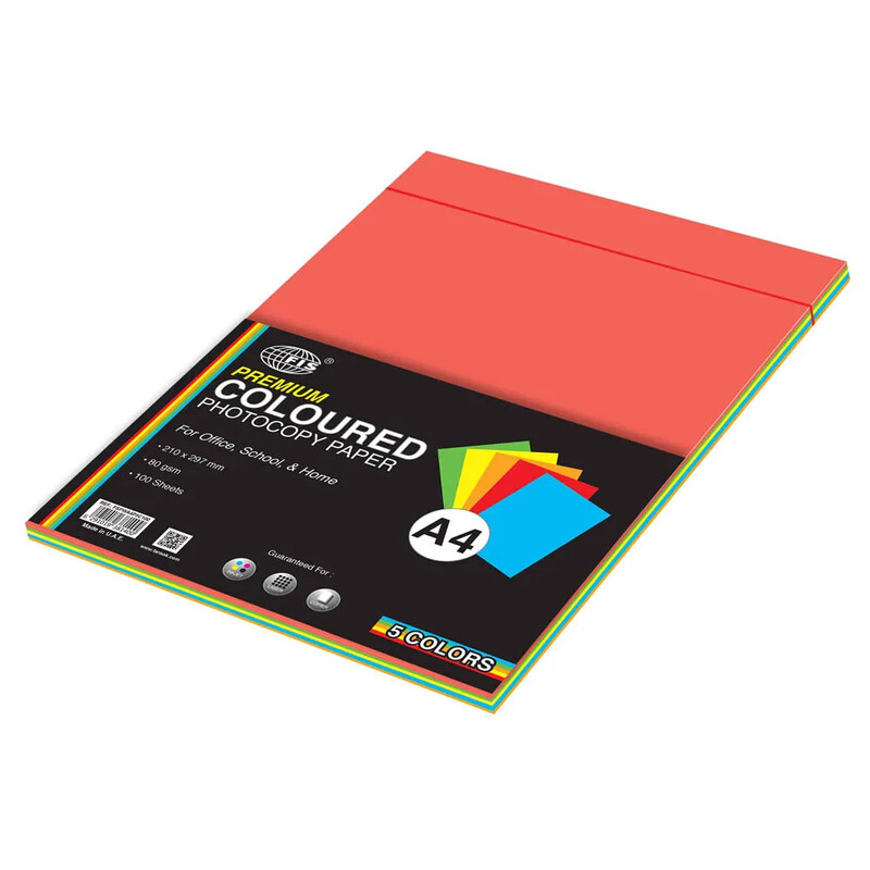

Generic FIS Premium Color Photocopy Paper, 100 Sheets, 80 gsm, 5 Assorted Premium Colors, A4 Size - FSPWA4P5C100