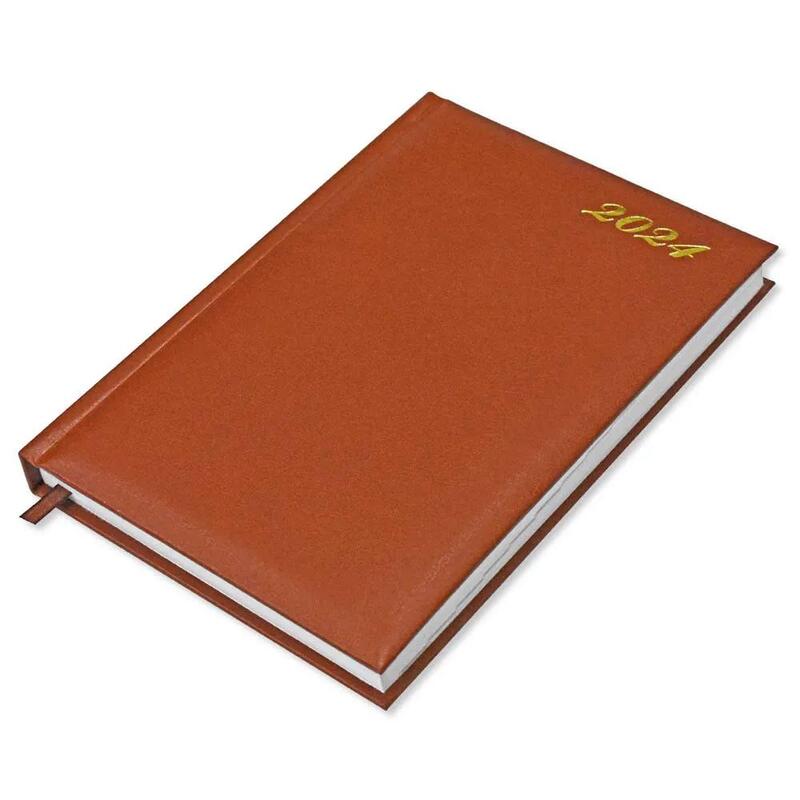 FIS 2024 International Diary A5 7-Languages Vinyl 1-Side Padded Brown - FSDI136-7V24BR