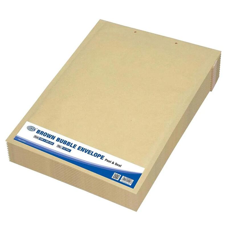 FIS Brown Bubble Envelopes, Peel and Seal, Pack 12 Pieces, 300X445 mm Size - FSAE300445