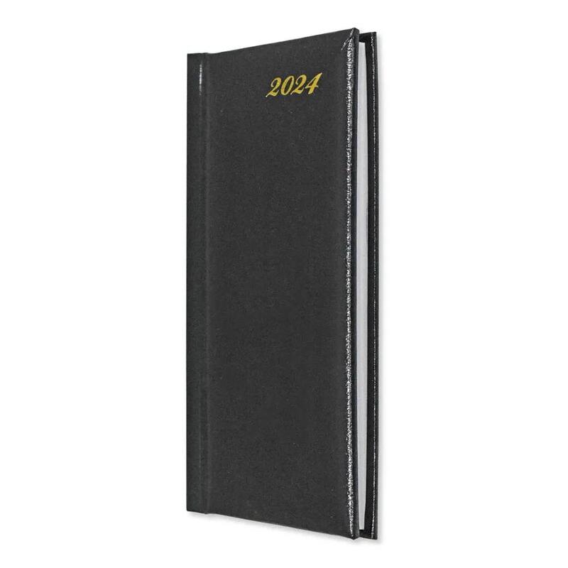 Fis 2024 Slim Diary Vinyl 1 Side Padded English & French - Black -FSDI59EFN24BK