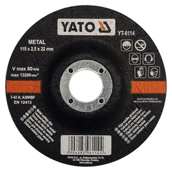 YATO Metal Cutting Disc 115x2.5x22mm Depressed Center YT-6114