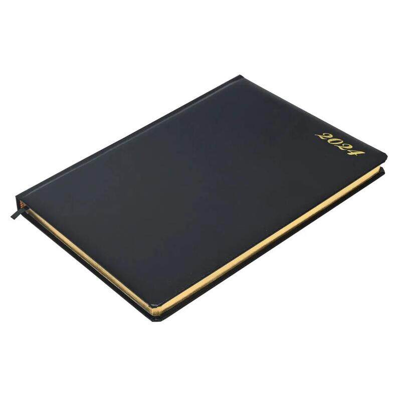 

Generic FIS 2024 Golden Diary A4 English Bonded Leather 1-Side Padded Black - FSDI48EGB24BK