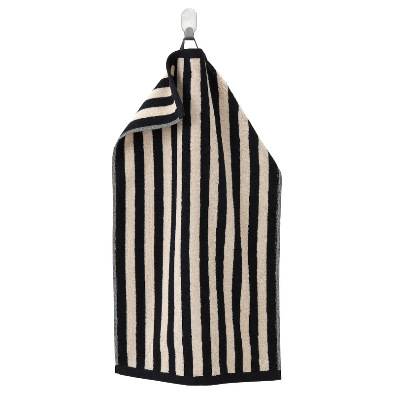 SLANHOSTMAL Hand towel, black/light beige striped, 40x70 cm