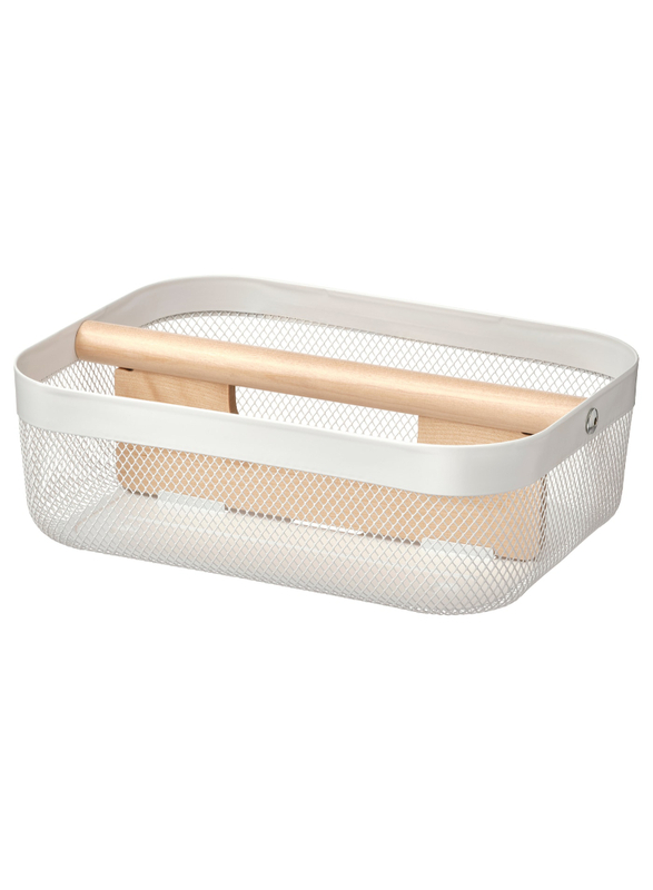 Basket with compartments, white, 33x24x11 cm