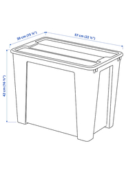 Box with lid, transparent, 57x39x42 cm/65 l