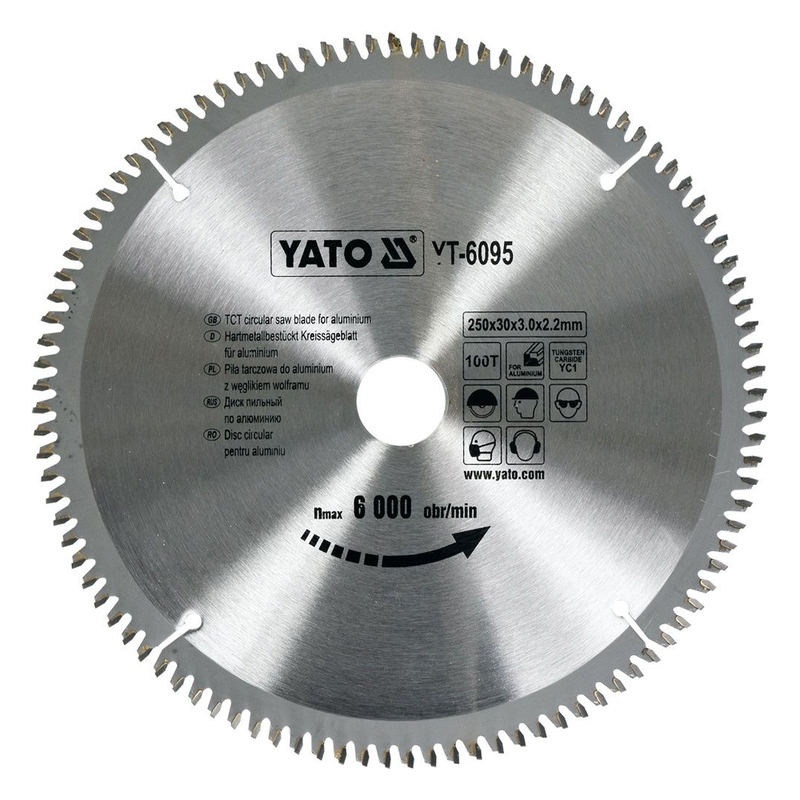 YATO TCT Saw Blade for Aluminium 250x30x100  YT-6095