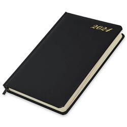 FIS 2024 International Golden A5 7-Languages Bonded Leather Diary Black - FSDI136-7BG24BK