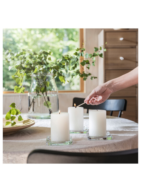 Scented pillar candle, Scandinavian Woods/white, 30 hr