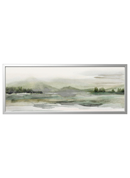 Picture with frame, green nature/aluminium-colour, 140x56 cm