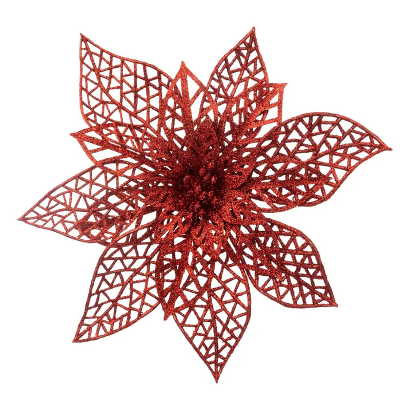 

Generic Christmas Atmosphera Poinsettia Tree Ornament (20.3 x 1 x 20.3 cm, Red)