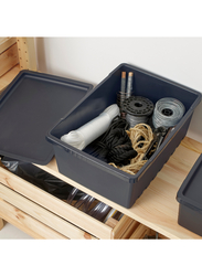 Storage box with lid, black, 35x25x14 cm/9 l