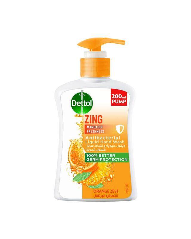 

Dettol Zing Mandarin Freshness Liquid Hand Wash Orange Zest Fragrance 200 ml