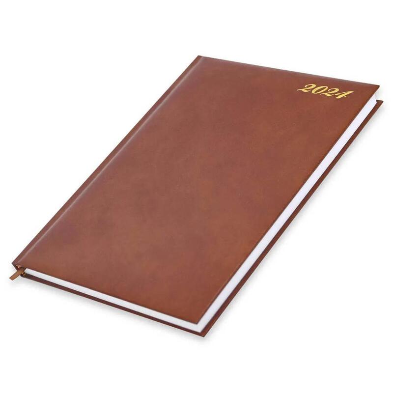 FIS Bonded Leather Diary 2024 (English) Brown, A4 - FSDI40EBW24BR