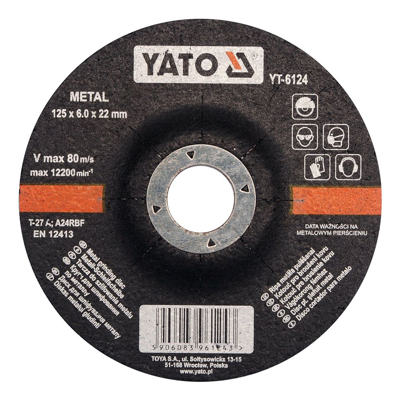 YATO Metal Grinding Disc 125x6.0x22mm YT-6124