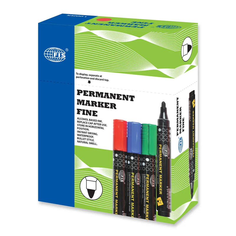 Fis Permanent Markers Fine - 12 Pieces (red) - FSMKPF04RE