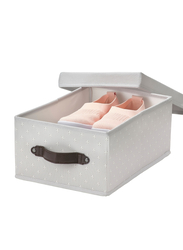 Box with lid, grey/patterned, 25x35x15 cm