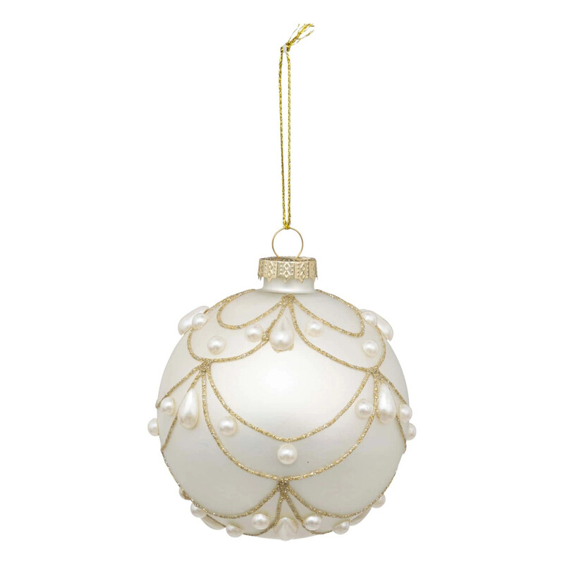 

Generic Christmas Atmosphera White W/Gold Drapes Bauble (8 cm)