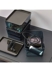 Box with lid, transparent black, 13x18x8 cm