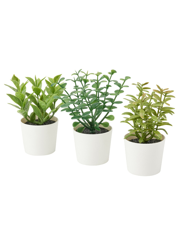 Artifi potted plant w pot, set of 3, in/outdoor herbs, 5 cm